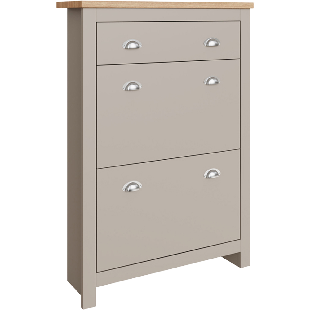 GFW Lancaster Grey 2 Door 1 Drawer Shoe Cabinet Image 2