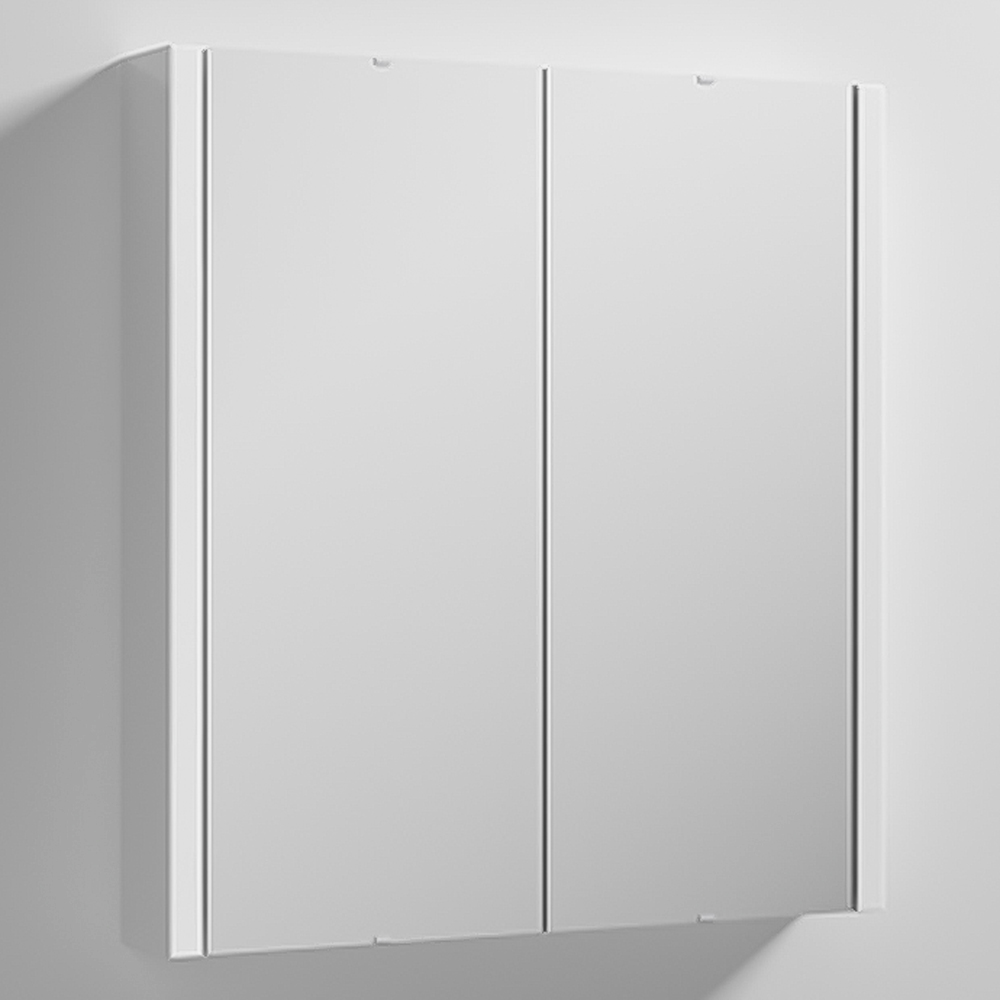 nuie Eden 2 Door Gloss White Wall Hung Mirror Cabinet 600mm Image 1