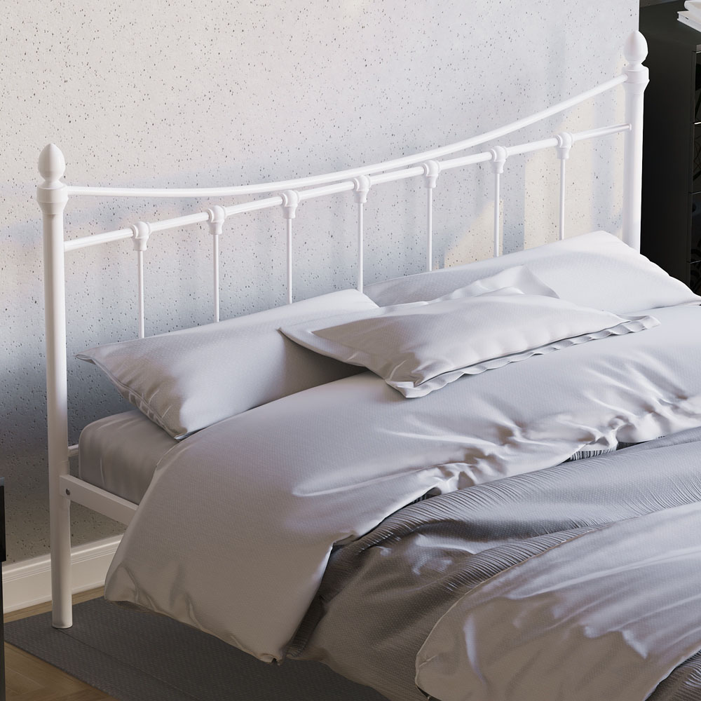 Vida Designs Paris King Size White Metal Bed Frame Image 3
