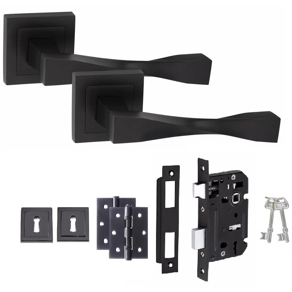 Golden Grace Matt Black Astrid Straight Door Handle Set Image 1