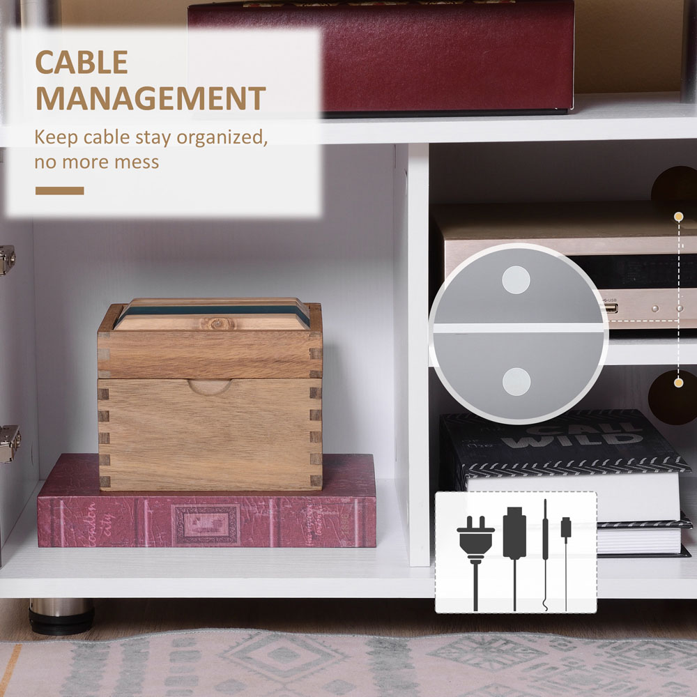 Portland 2 Door 3 Shelf White and Grey TV Cabinet Image 6