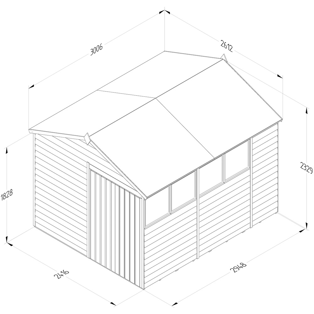 Forest Garden 4LIFE 8 x 10ft Double Door 4 Windows Apex Shed Image 9