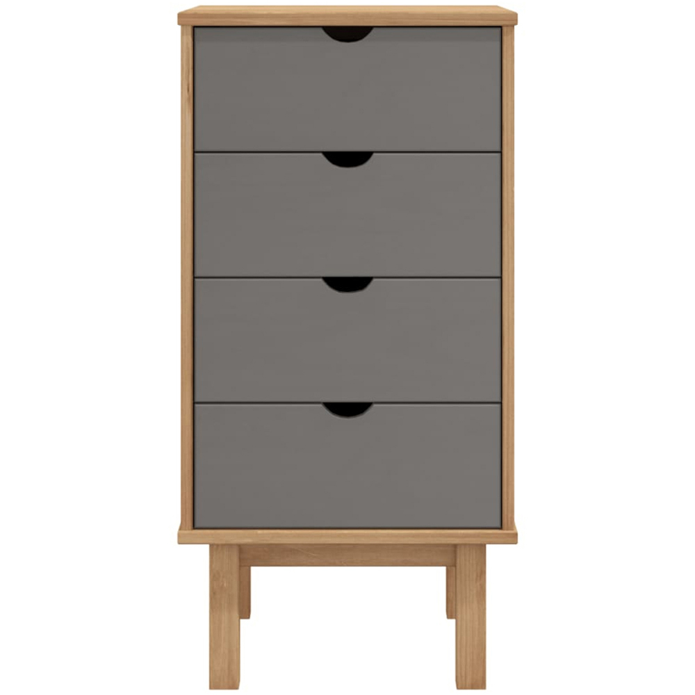 vidaXL 4 Drawer Grey Solid Pine Wood Drawer Cabinet Image 3