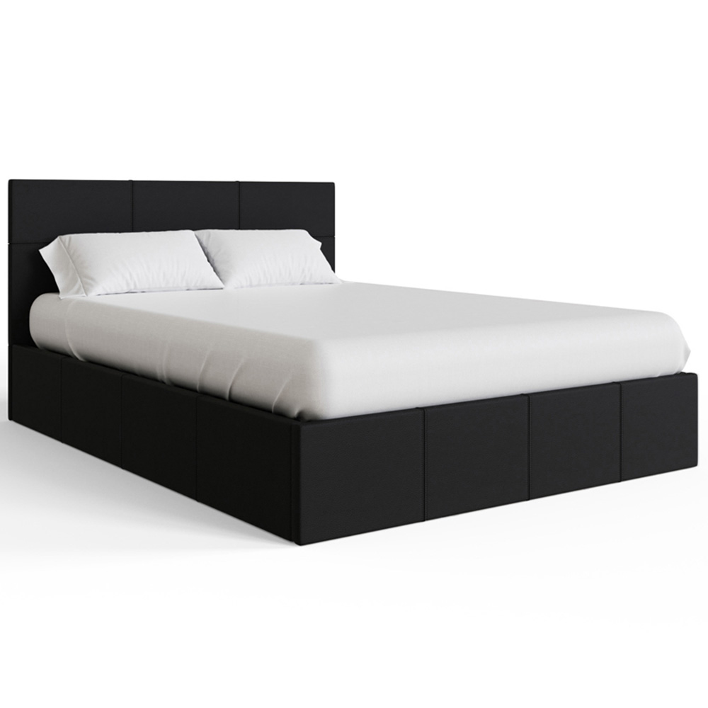 GFW Double Black Faux Leather End Lift Ottoman Bed with Memory Pocket Spring Mattress Image 3