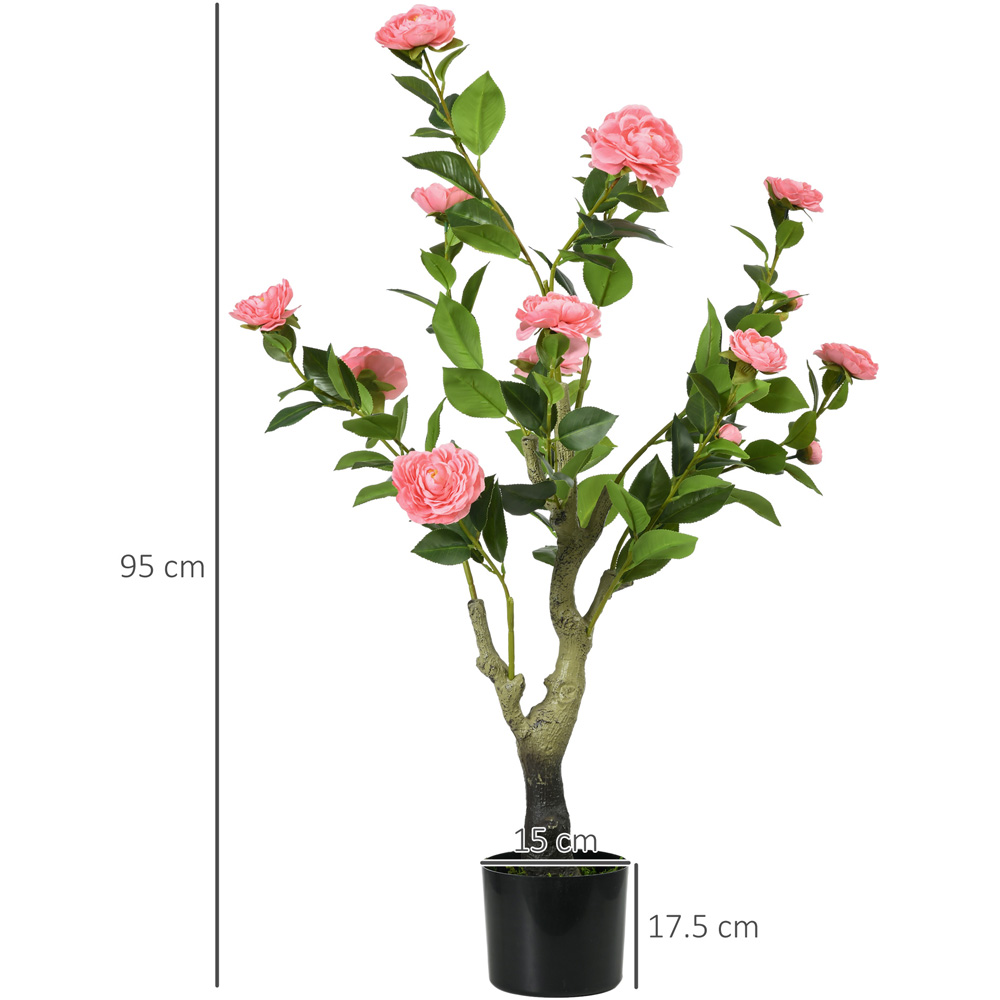 HOMCOM Pink Camellia Artificial Flower in Pot 95cm Image 7