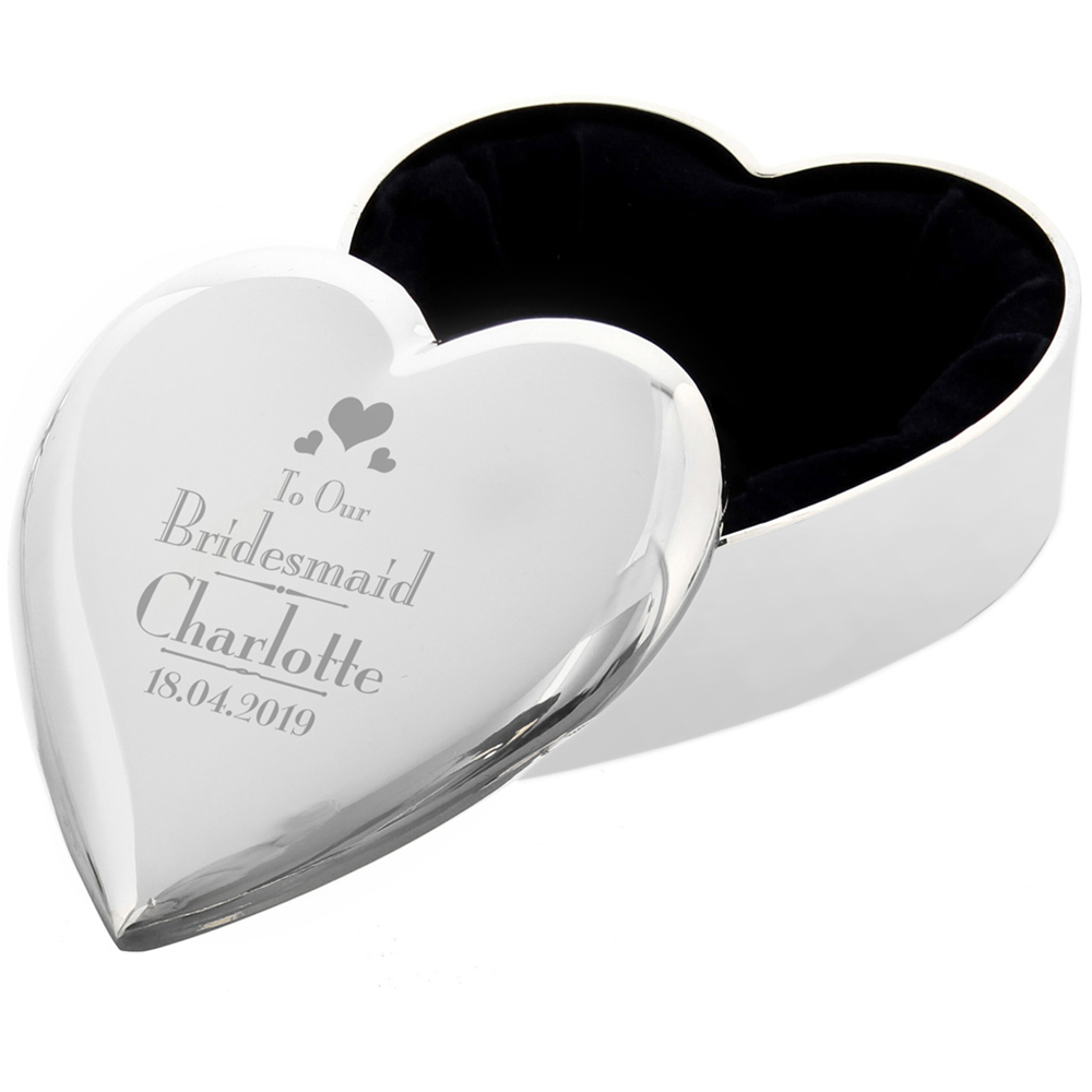 Personalised Memento Personalised Wedding Bridesmaid Heart Trinket Box Image 1