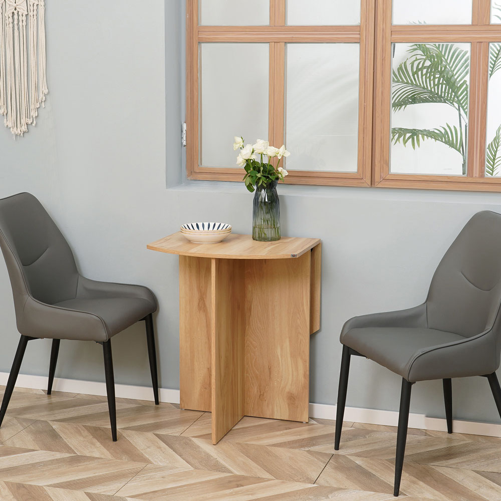 HOMCOM 4 Seater Oak Drop Leaf Dining Table Image 5