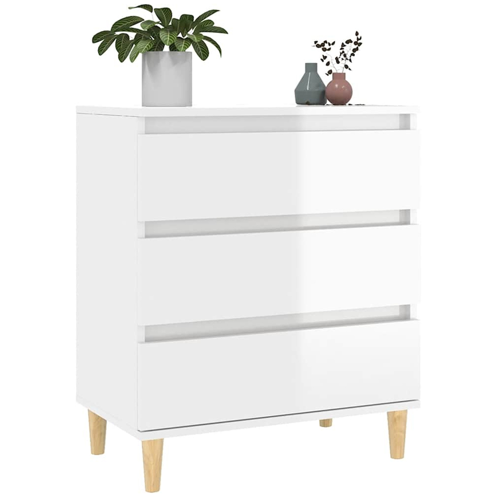 vidaXL 3 Drawer High Gloss White Sideboard Image 3