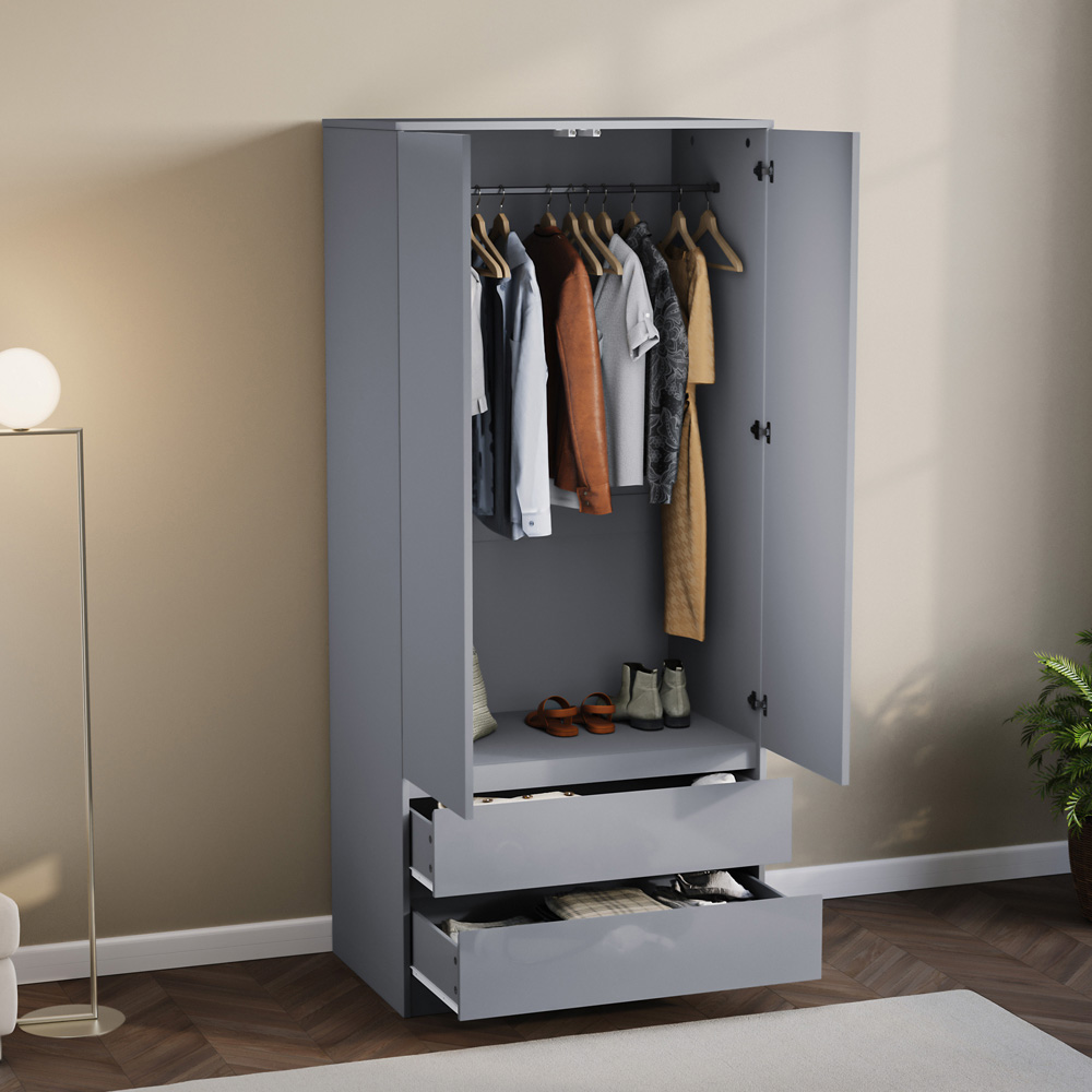VIDA DESIGNS Glinton 2 Door 2 Drawer Grey Wardrobe Image 4