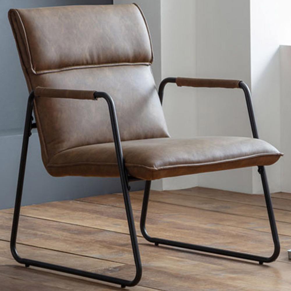 Julian Bowen Gramercy Brown and Black Faux Leather Chair Image 1