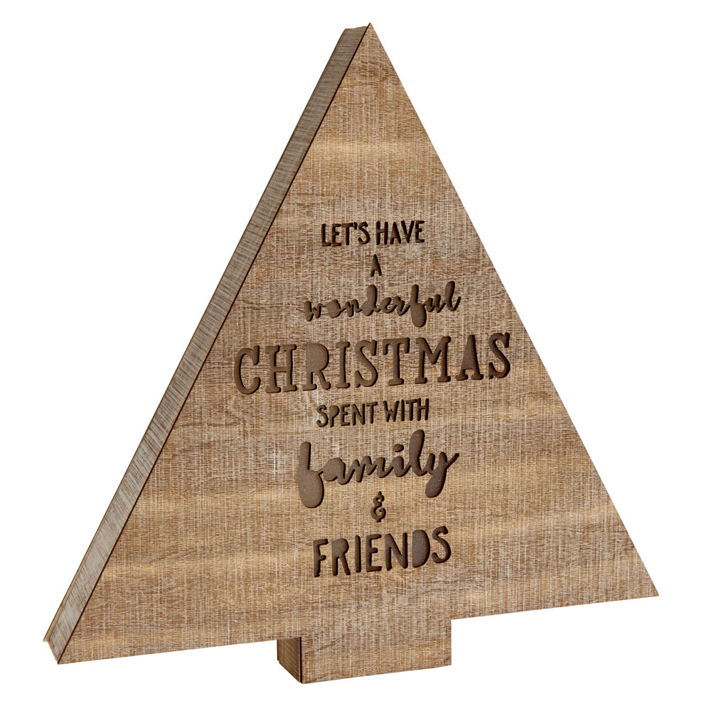Wilko Country Christmas LED Wooden Sign Tree Image 2