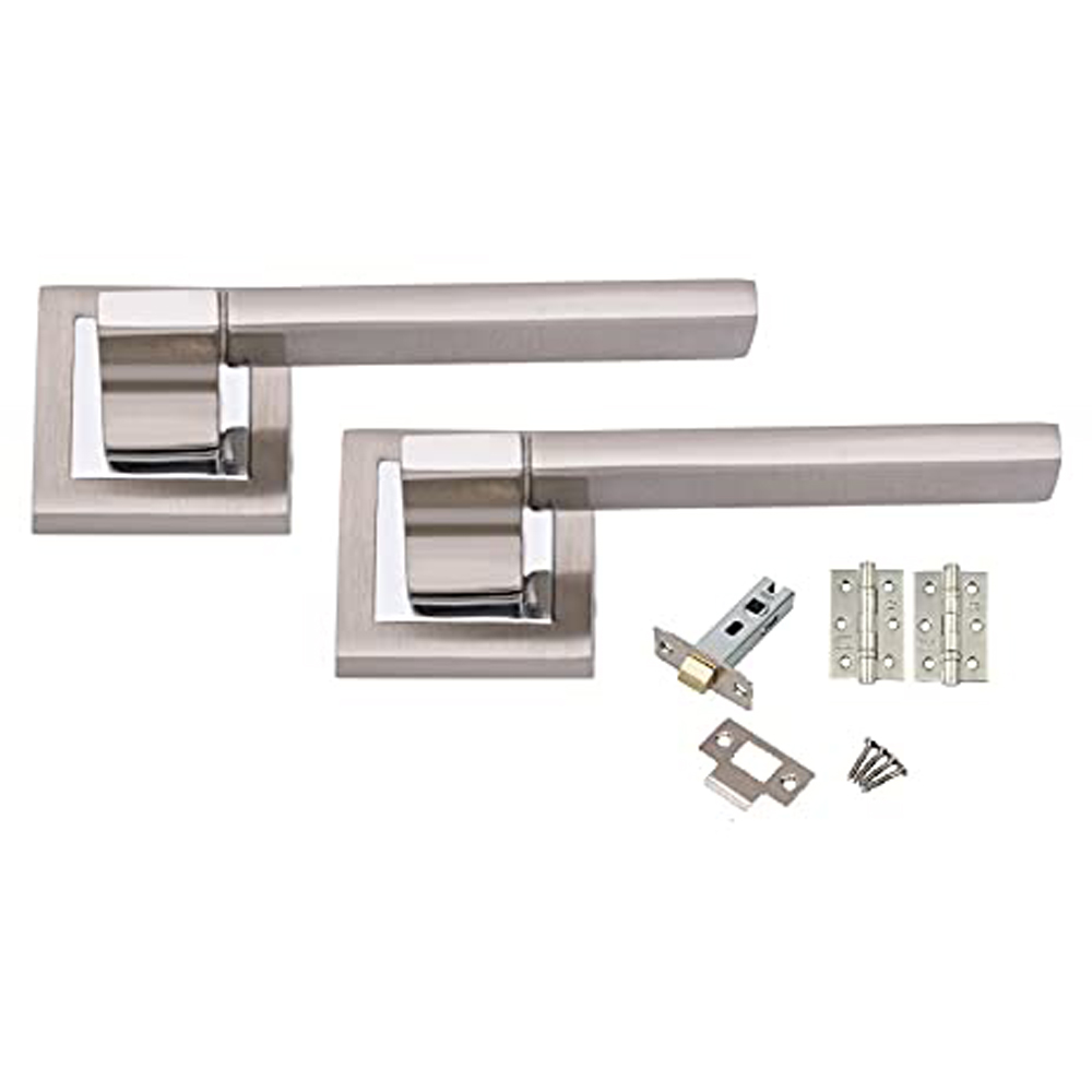 Golden Grace Duo Finish Aztec Door Handle Set 5 Pack Image 2