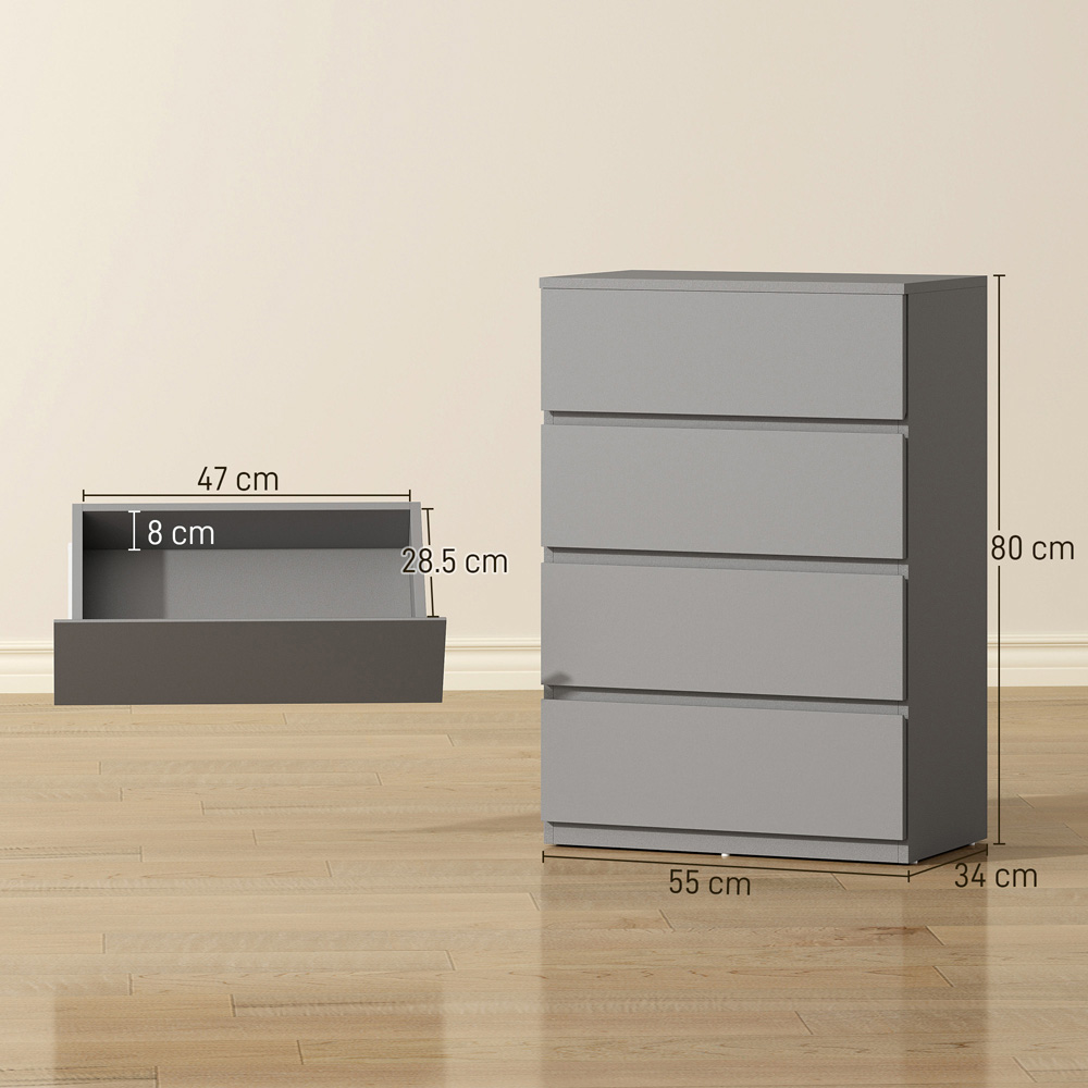 Portland 4 Drawer Grey Bedroom Chest of Drawers Image 9