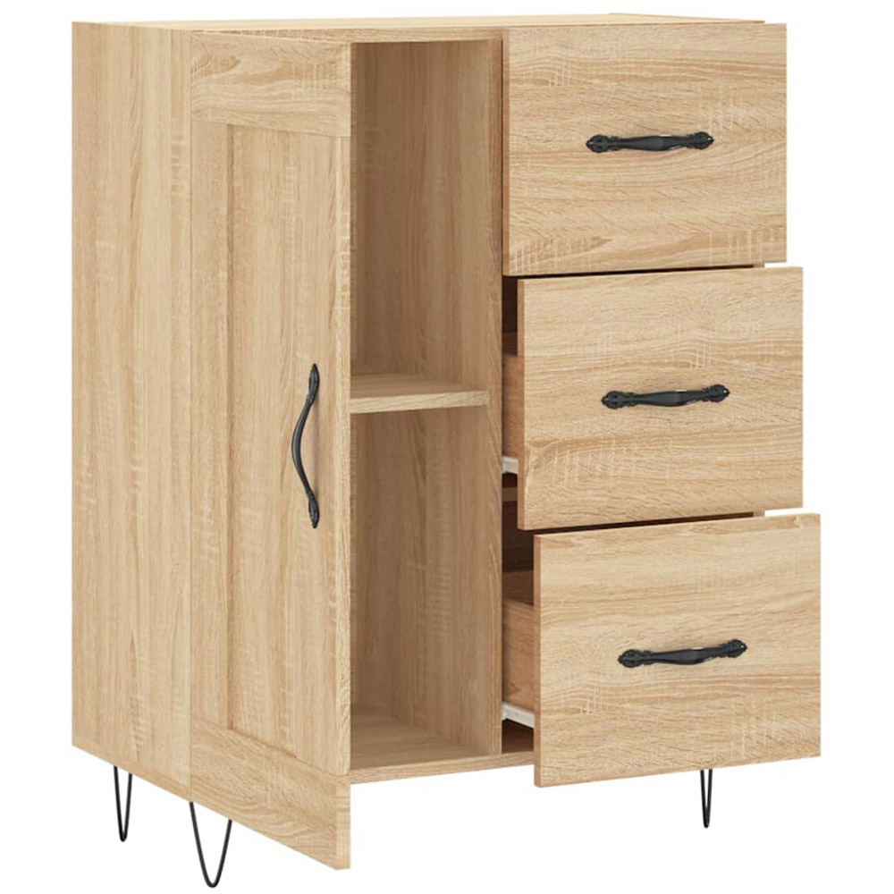 vidaXL Single Door 3 Drawer Sonoma Oak Sideboard Image 6