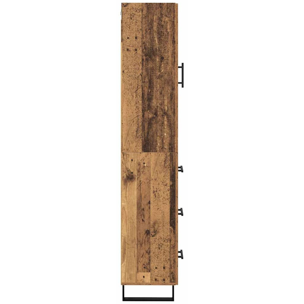 vidaXL Single Glass Door 3 Drawer Old Wood Tall Slim Highboard Image 8