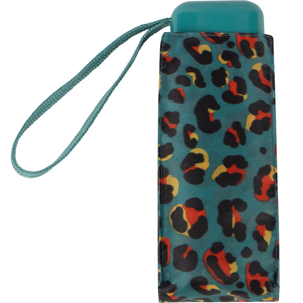 Wilko By Totes Teal Animal Print Compact Umbrella Image 3