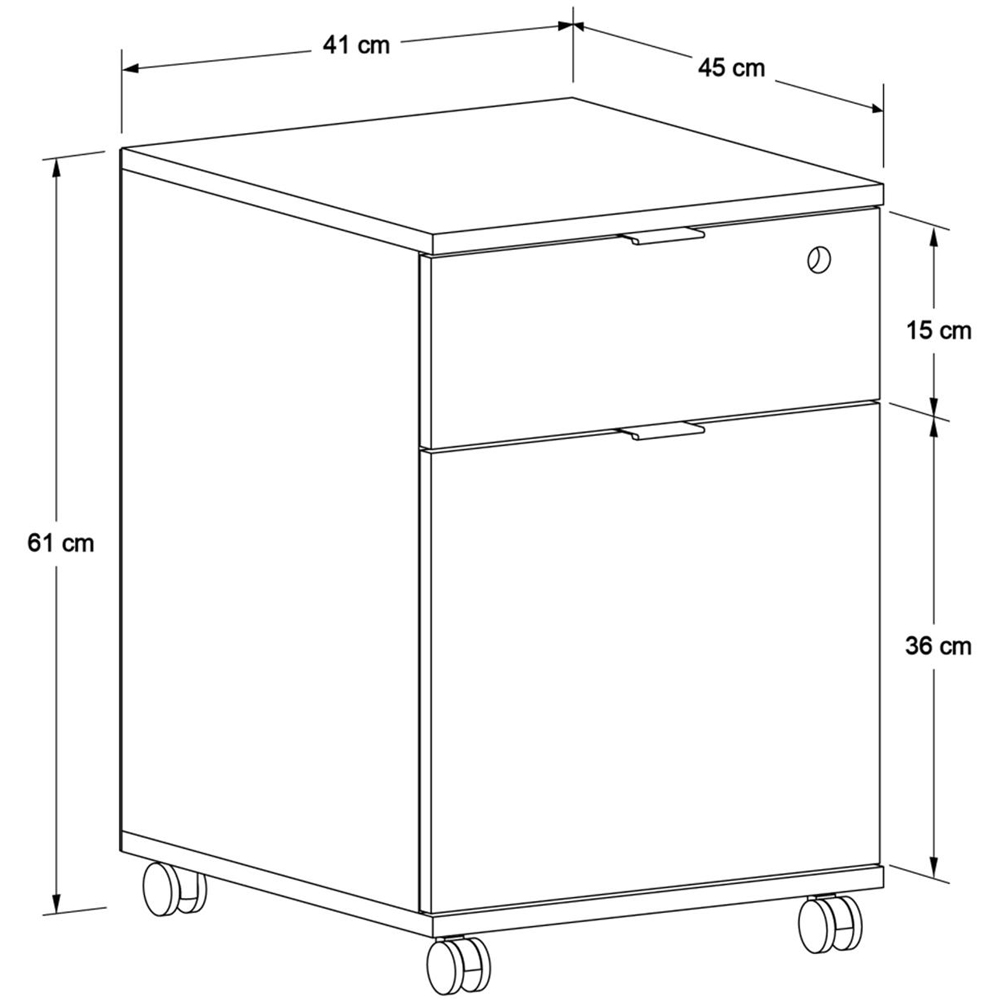 FWStyle Single Door Single Drawer Grey Mobile Storage Unit Image 5