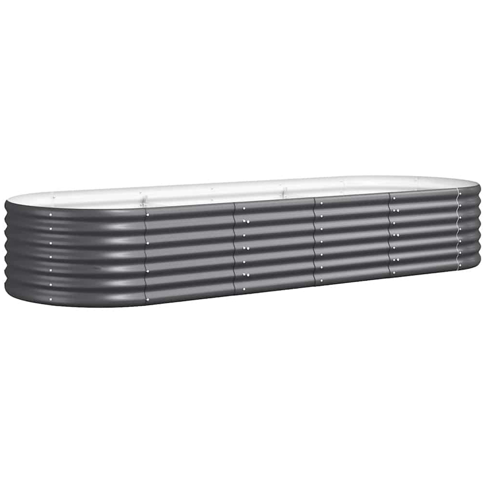 vidaXL Anthracite Galvanised Steel Oval Raised Garden Bed 36 x 224 x 80cm Image 1