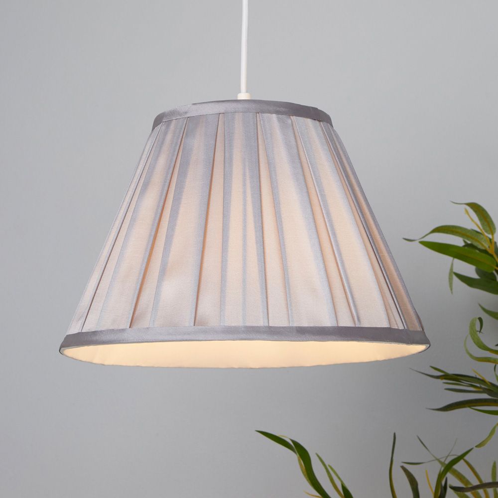 Lighting Collection Barnes Light Grey Pleated Tapered Lamp Shade 30cm Image 2