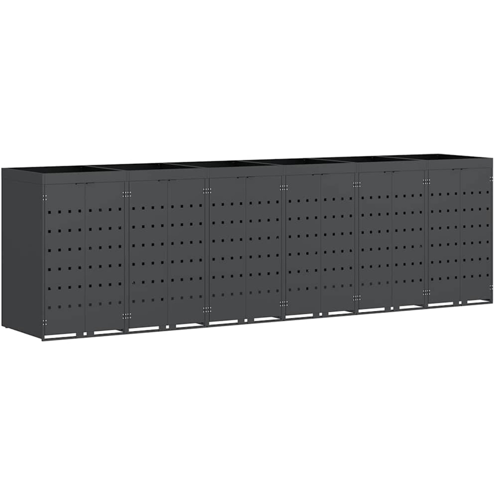vidaXL Anthracite 6 Wheelie Bin Storage Shed with Planter Roof Image 1
