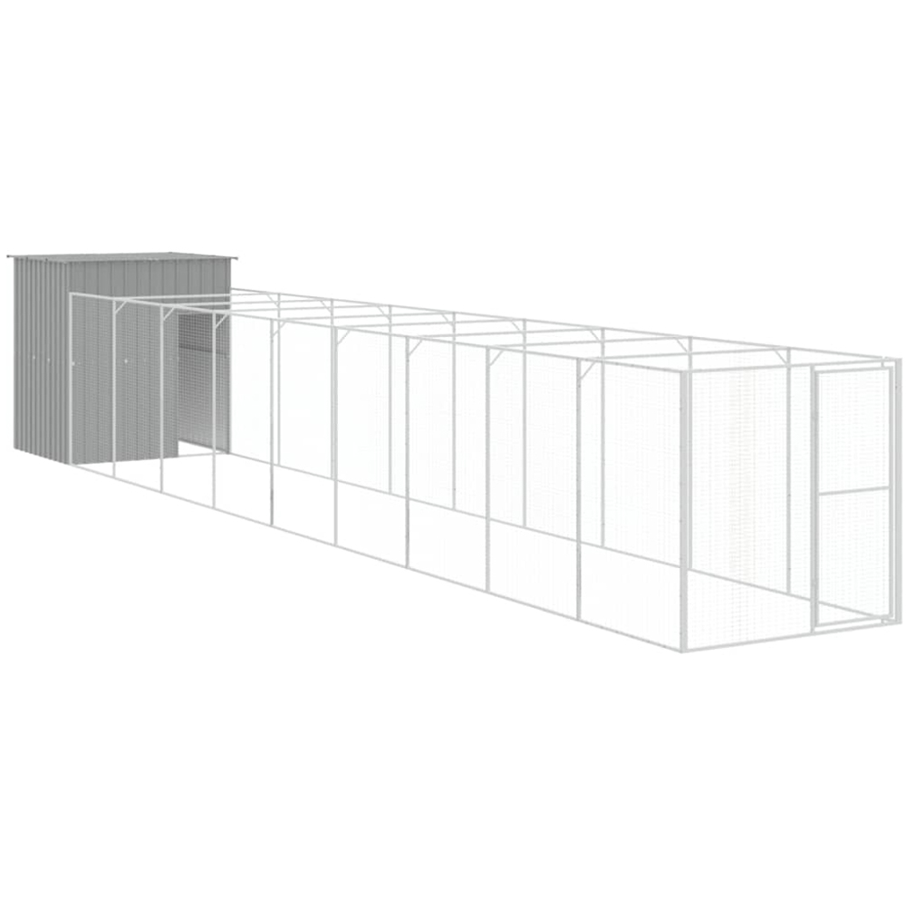 vidaXL Grey Dog House with Run 181 x 165 x 1067cm Image 1
