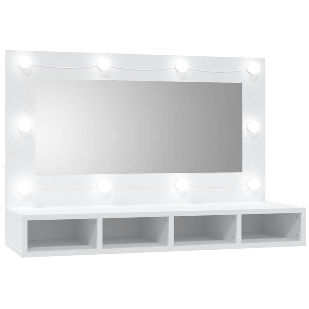 vidaXL 4 Open Shelf White LED Mirror Wall Mounted Bathroom Cabinet Image 2