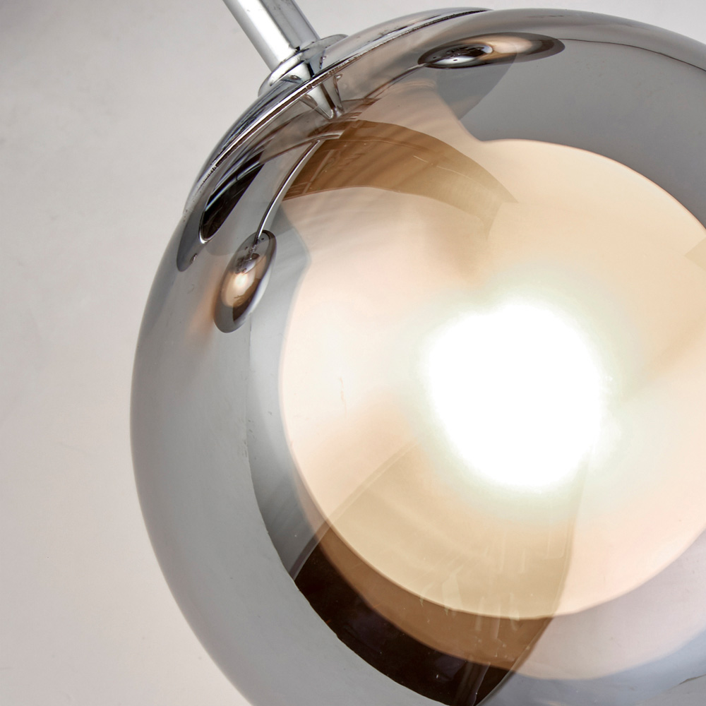 Lighting Collection 3 Light Chrome Smokey Glass Shade Ceiling Light Image 4