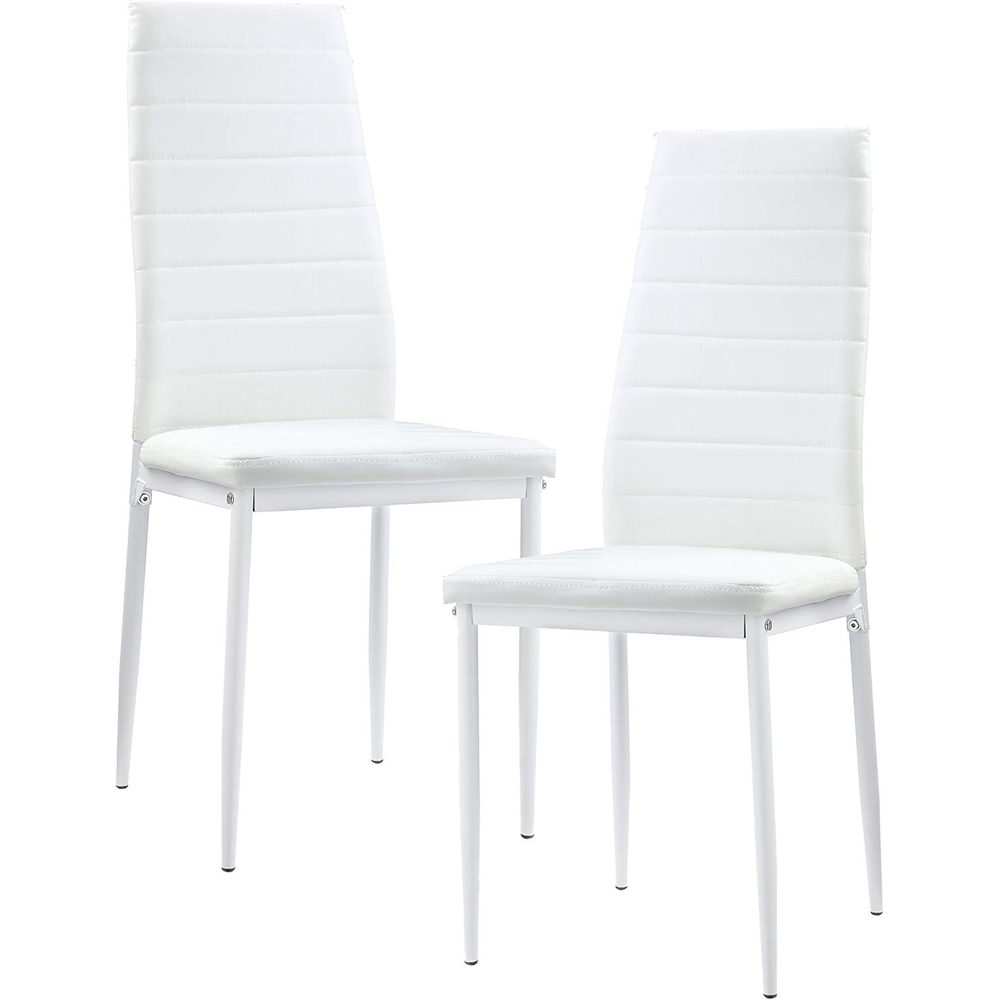 Kosy Koala 4 Seater Faux Leather Wooden Dining Set White and Black Image 4