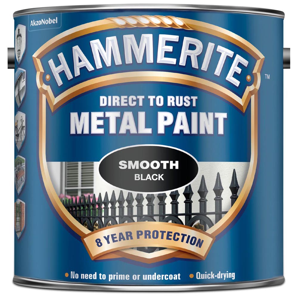 Hammerite Direct to Rust Black Smooth Metal Paint 2.5L Image 2
