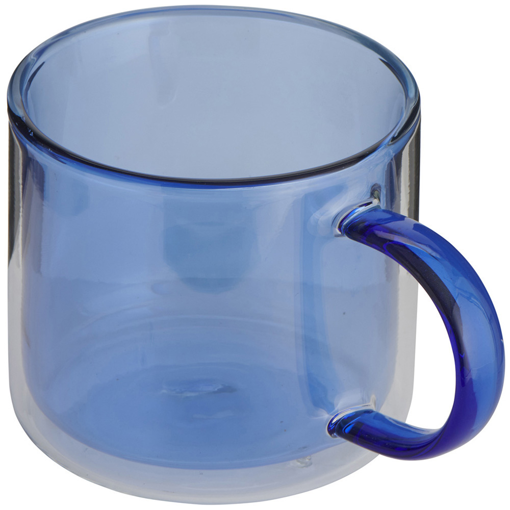 Wilko Double Wall Glass Mug Blue Wilko