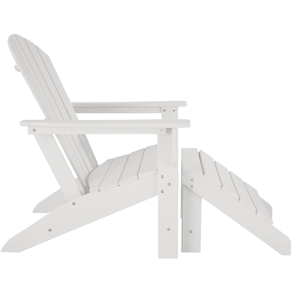 tectake Adirondack Design White Garden Chair with Footstool Image 3
