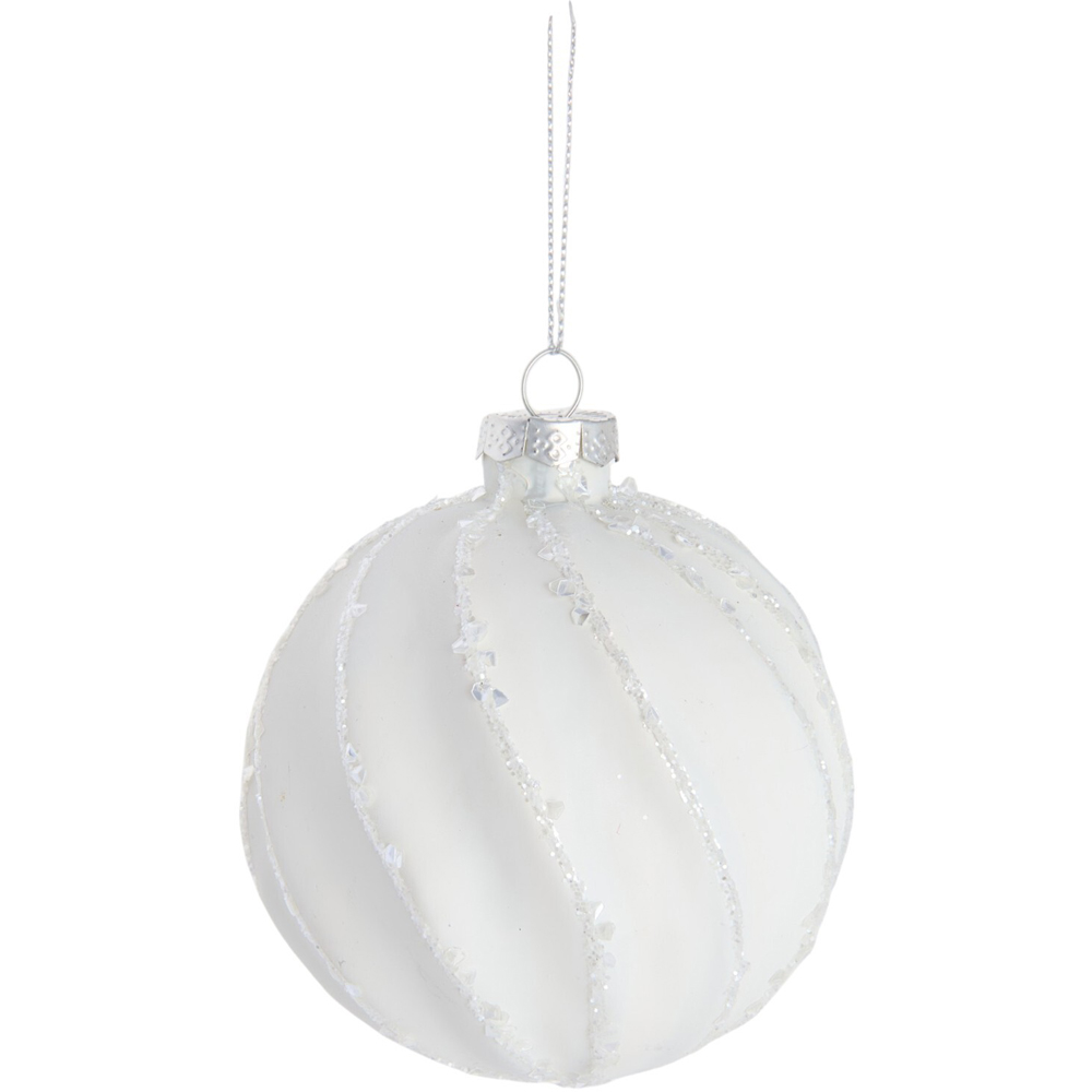 Matte White Ridged Bauble Image 5