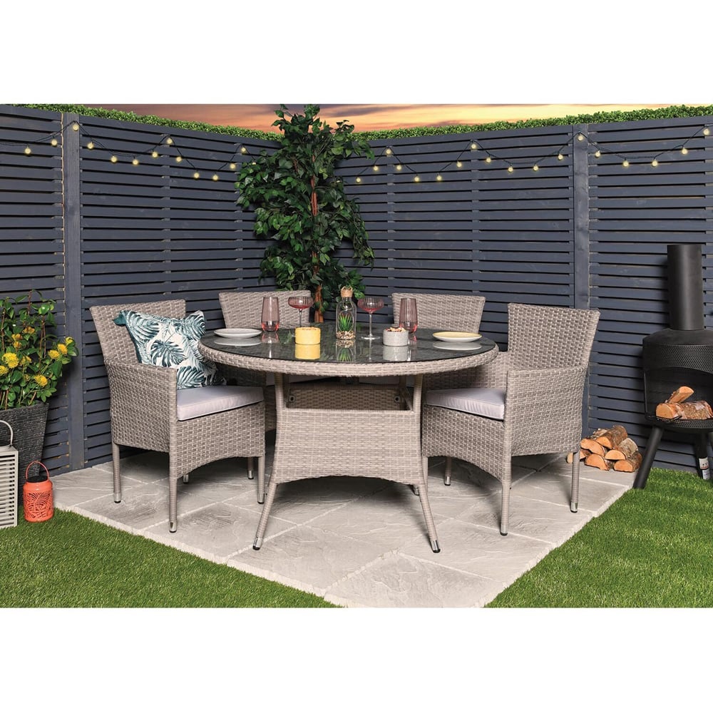 Madrid 4 Seater Rattan Dining Set - Grey Image 5