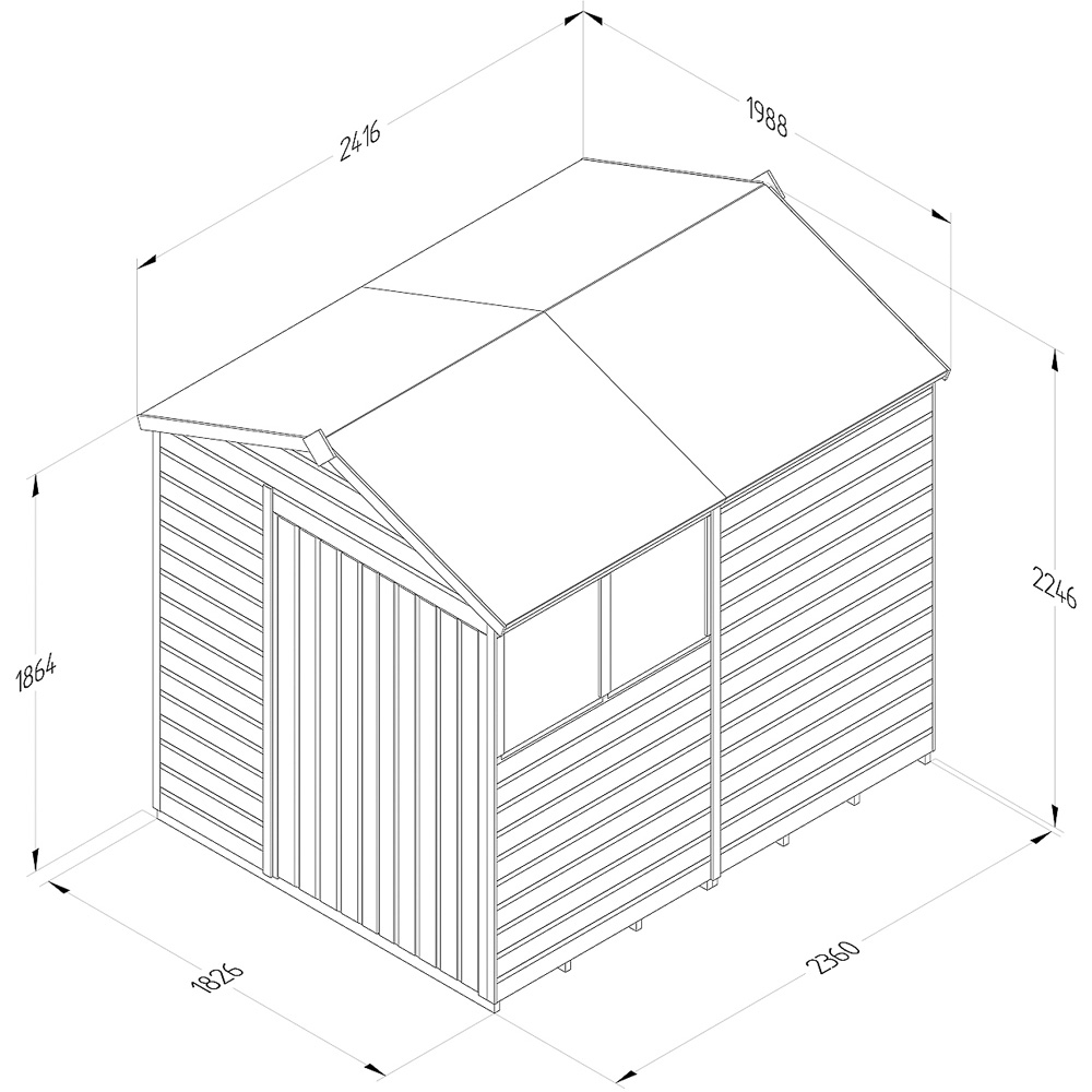 Forest Garden Beckwood 6 x 8ft Double Door 2 Windows Shiplap Apex Shed Image 9