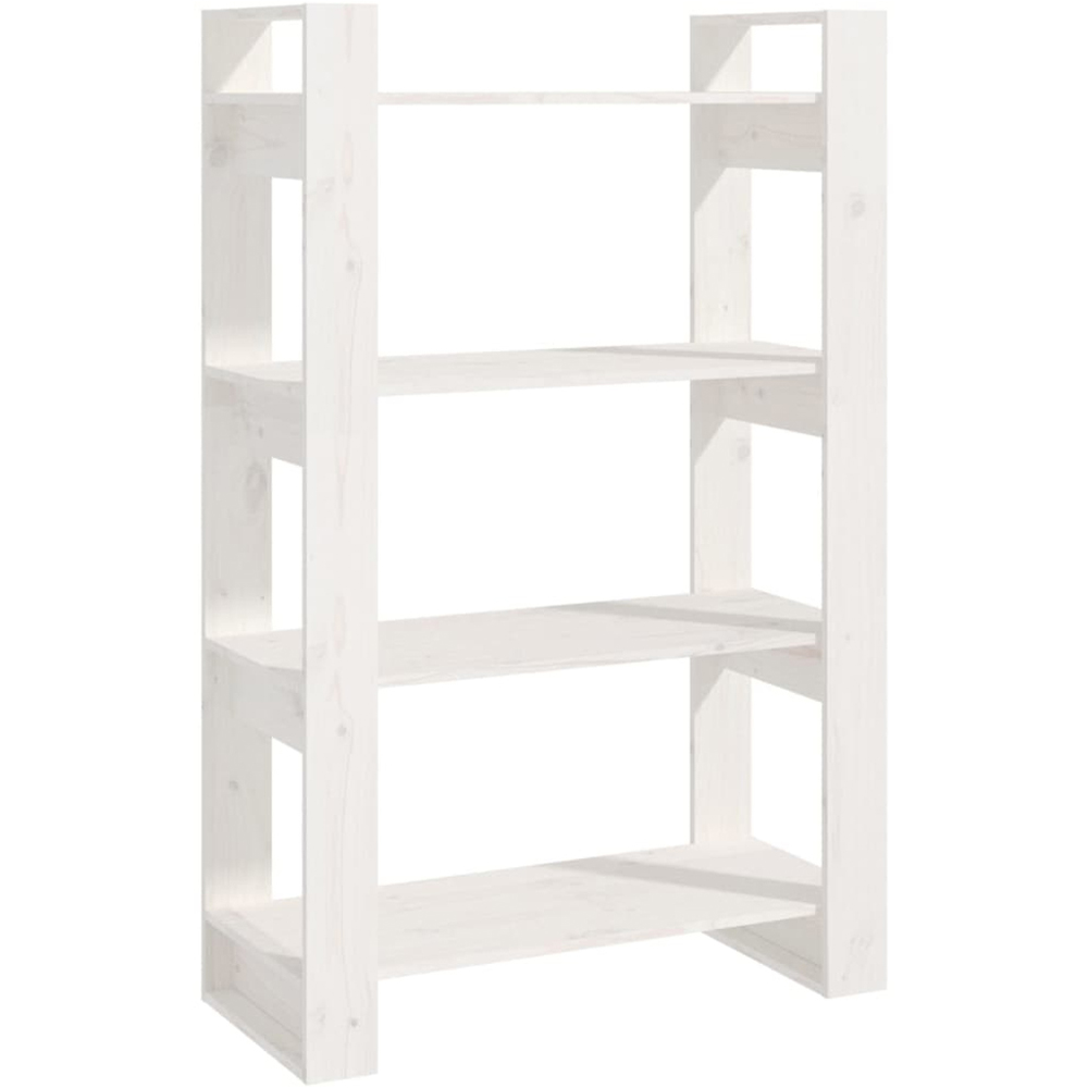 vidaXL 4 Shelf White Solid Pine Wood Bookcase Image 2