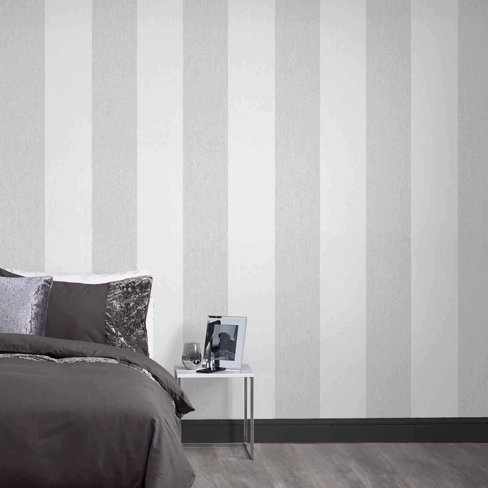 Superfresco Easy Calico Stripe Grey Wallpaper Image 4