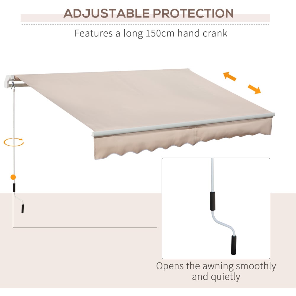 Outsunny Beige Hand Crank Window Awning 3 x 2m Image 6