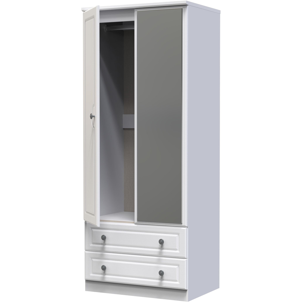 Crowndale Pembroke 2 Door 2 Drawer Matt White Mirror Wardrobe Ready Assembled Image 6