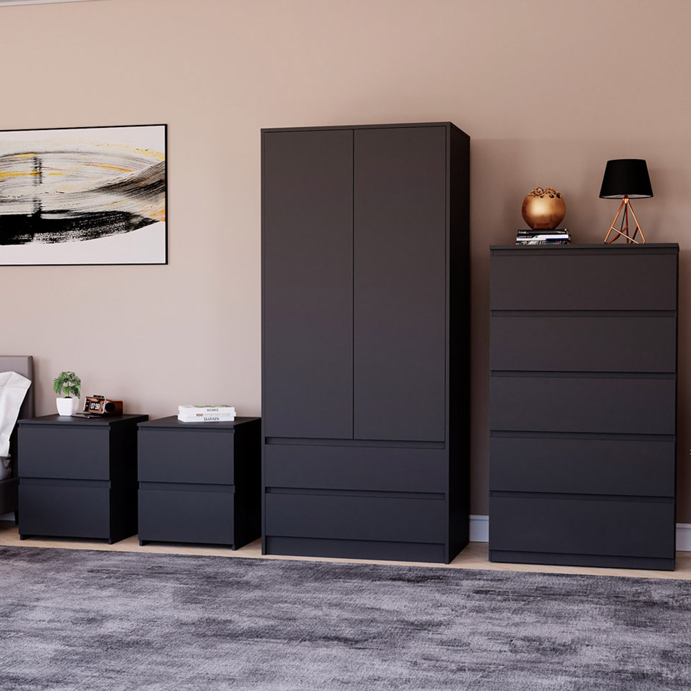 Denver Black 4 Piece Bedroom Furniture Set Image 1