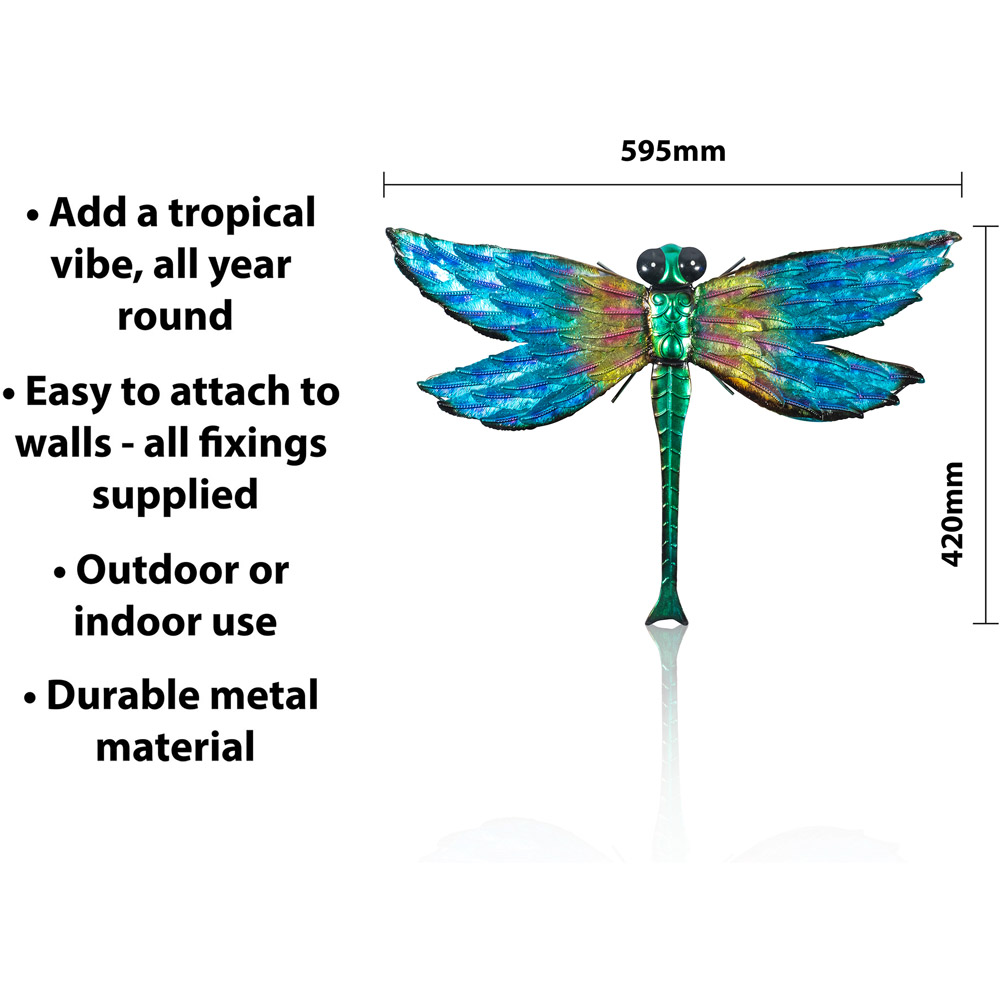 St Helens Multicolour Metal Dragonfly Garden Wall Ornament Image 5