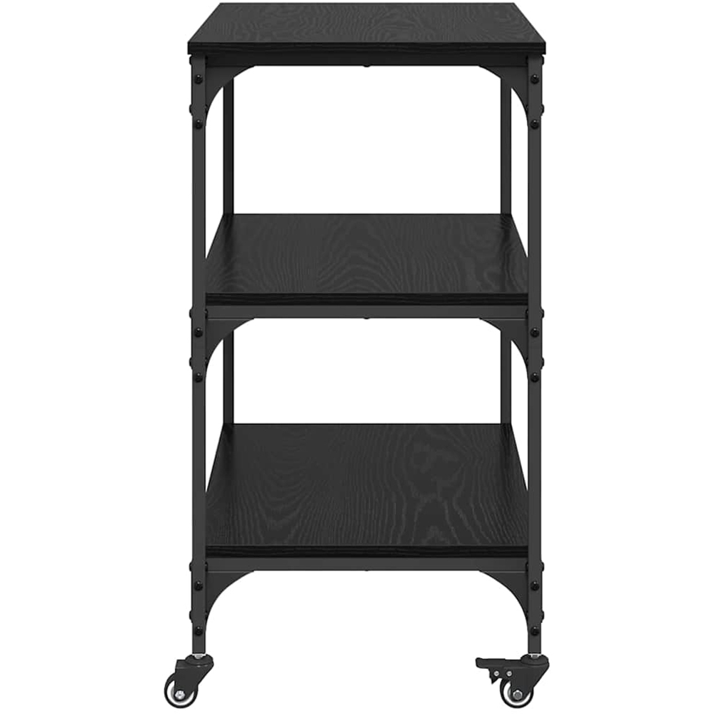 vidaXL 3 Shelf Black Oak Kitchen Trolley Image 7