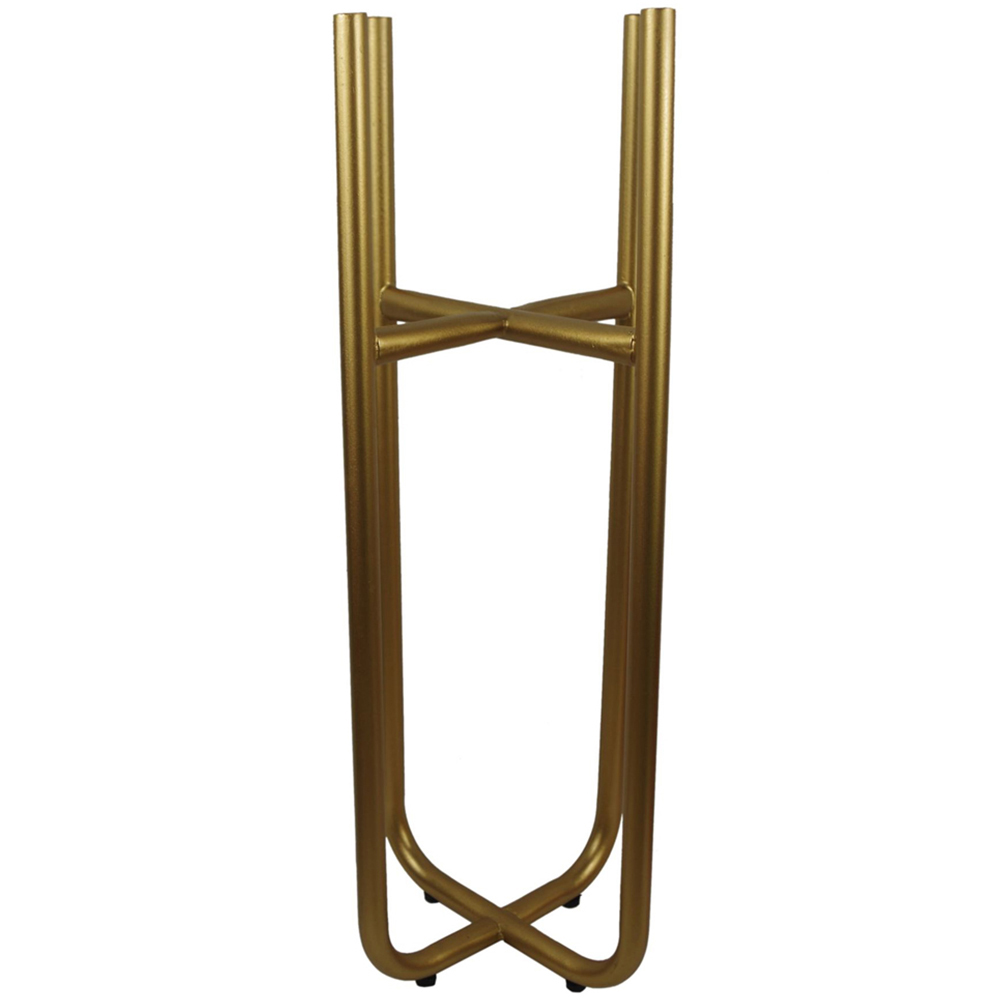 Botanik Leaf Design Gold Iridescent Rainbow Metal Planter Stand and Plant Pot Set Image 3