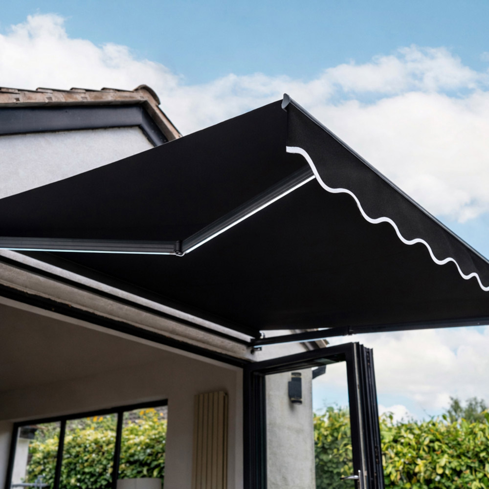 Jack Stonehouse Black Retractable Electric Awning with LED Lights and Remote Control 3 x 2.5m Image 3