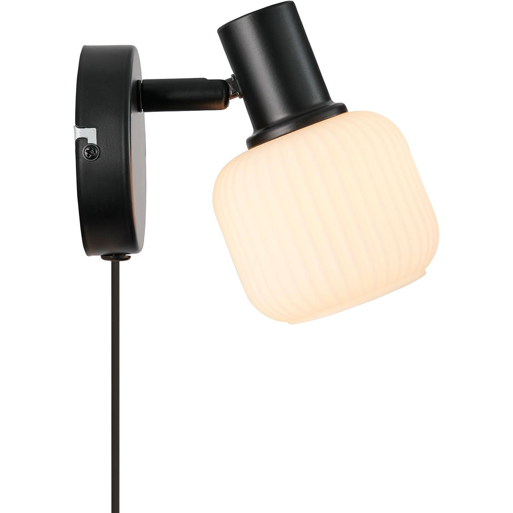 Nordlux Milford E14 Black Fluted Glass Mini Wall Light Image 4
