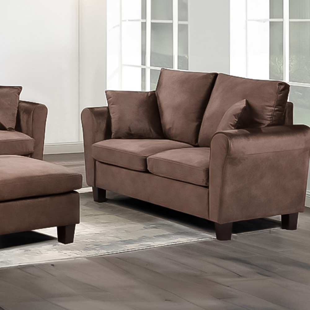 Brooklyn 5 Seater Brown Brushed Velvet Sofa Set Image 3