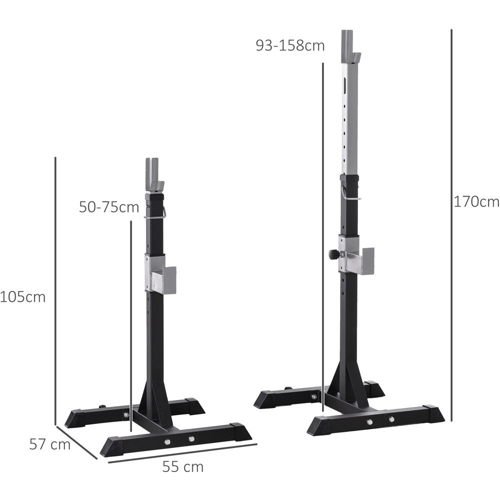 HOMCOM Black Adjustable Barbell Squat Rack with Wheels Set of 2 Image 7