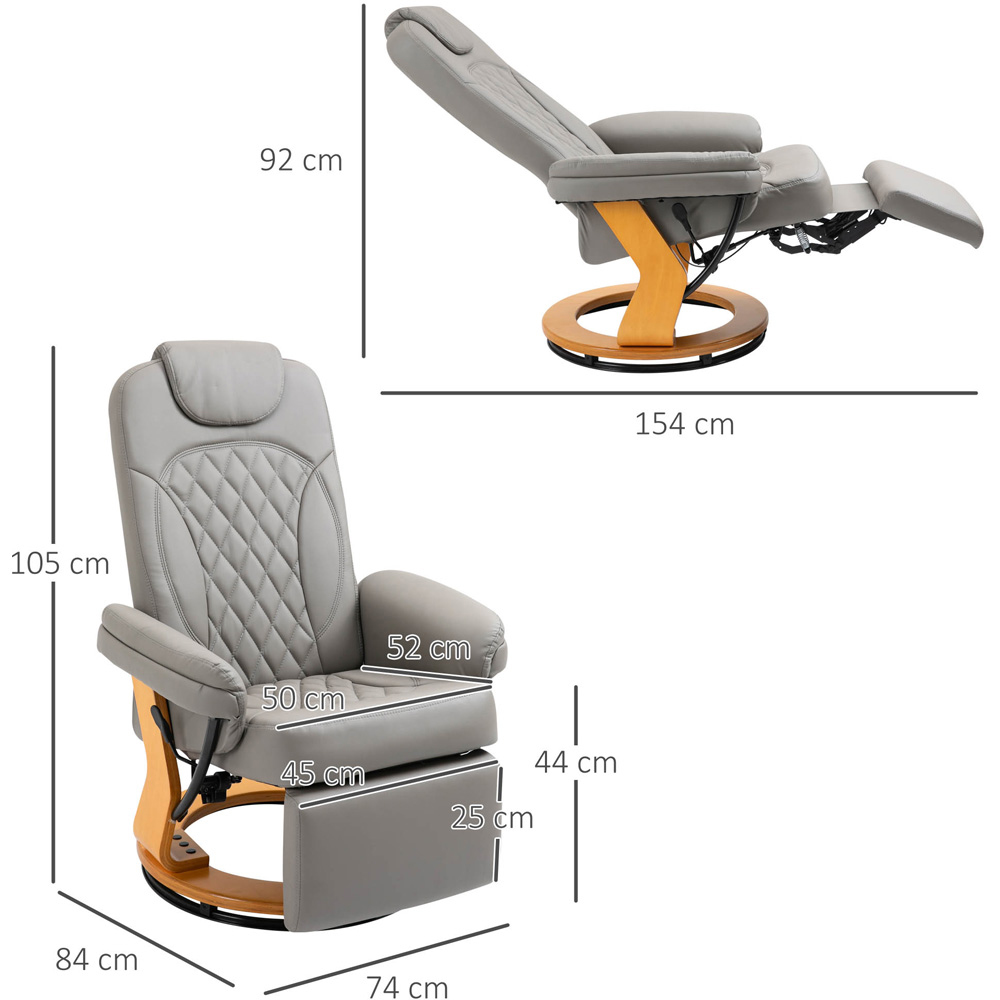 Portland Grey PU Leather Swivel Recliner Chair Image 8