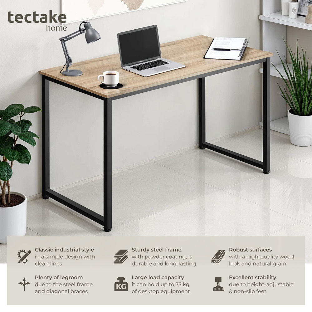 Tectake Flint Wood Light Study Desk Oak Sonoma 120cm Image 6