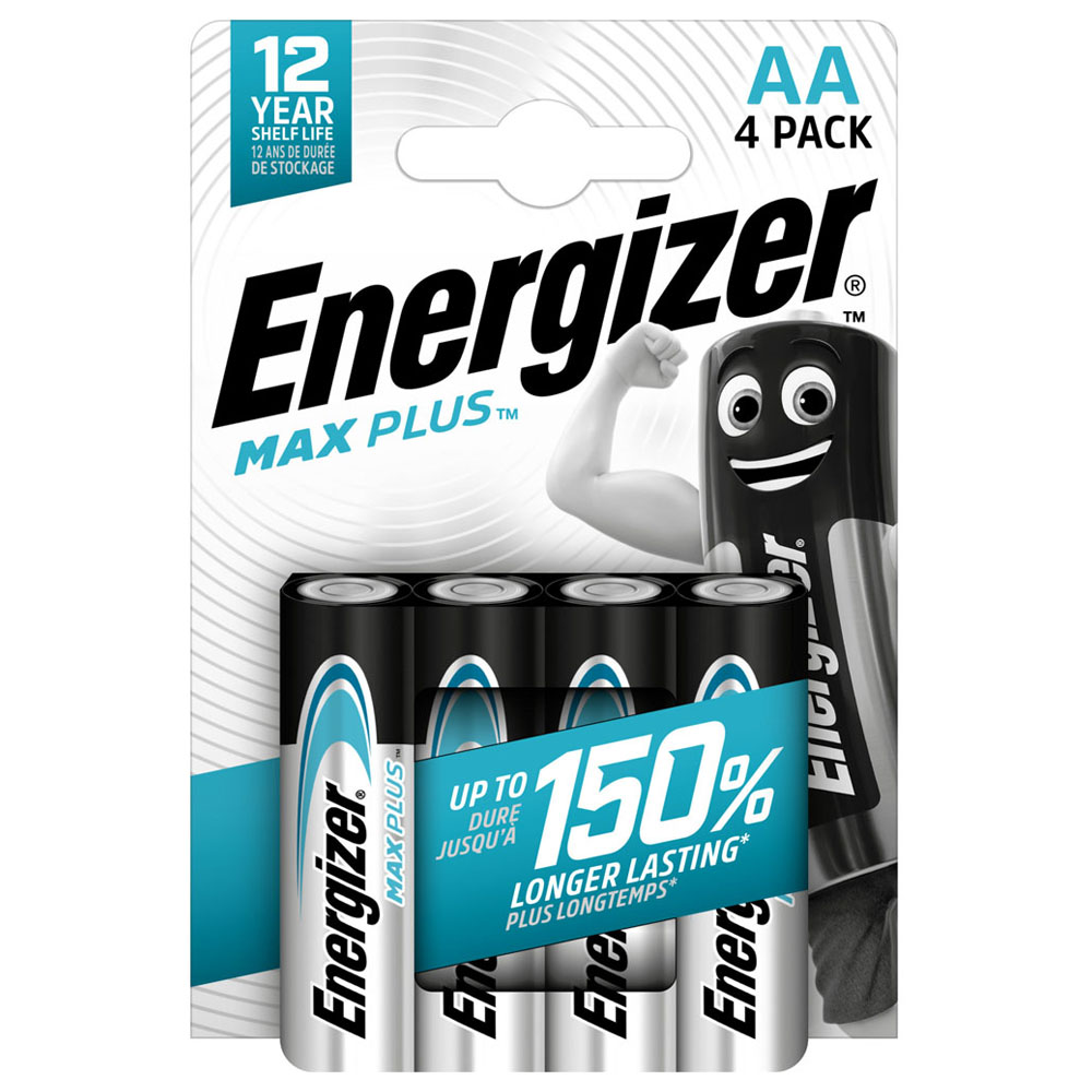 Energizer Max Plus AA 4 Pack Alkaline Batteries Image 1