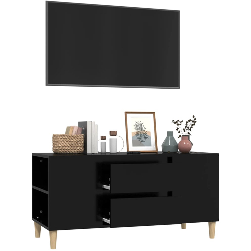 vidaXL 2 Drawer 4 Shelf Black TV Cabinet Image 4